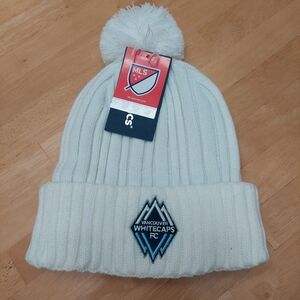 Men's Vancouver Whitecaps FC Fanatics White Cuffed Knit With Pom Beanie